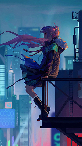 City Anime Girl Alone, anime alone girl HD phone wallpaper