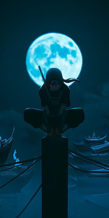 Itachi Uchiha Blue Moon : r/naruto, naruto moon HD phone wallpaper