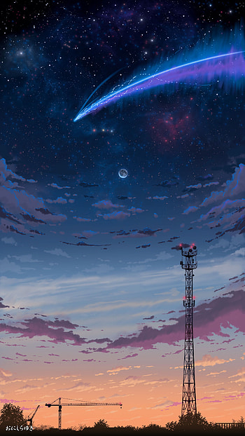 2 Aesthetic Anime Sky, night anime aesthetic scenery HD phone wallpaper