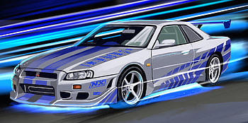 Paul Walker Nissan Skyline R34 GT HD wallpaper
