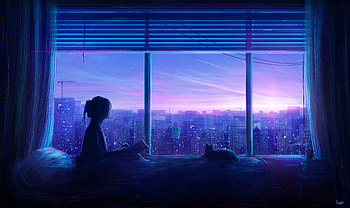 Dark Blue Aesthetic 1920x1080, purple anime HD wallpaper