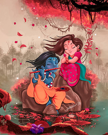 Radha Krishna Art by AbhishekM35, radha krishna HD phone wallpaper