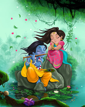 ArtStation, cartoon radha krishna HD phone wallpaper