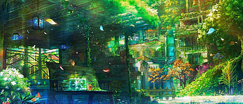 Anime Scenery Dual Screen Backgrounds, anime scenery green HD wallpaper
