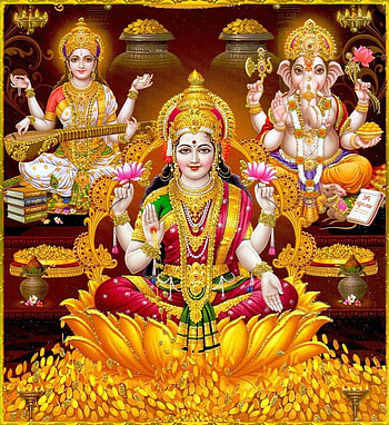 Shri Lakshmi Devi, Saraswati Devi, Ganesh ॐ, varalakshmi devi HD phone wallpaper