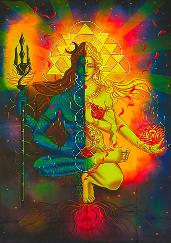 Shiva Parvati paintings, ardhnarishwar HD phone wallpaper