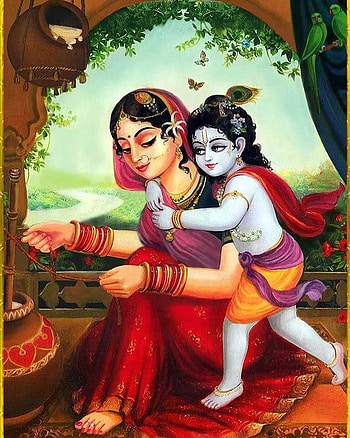 Little Krishna Playing With Mother Yashoda HD phone wallpaper