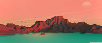 Low Poly Environment Ultra Backgrounds for : Multi Display, Dual & Triple Monitor : Tablet : Smart, minimalist 3440x1440 HD wallpaper