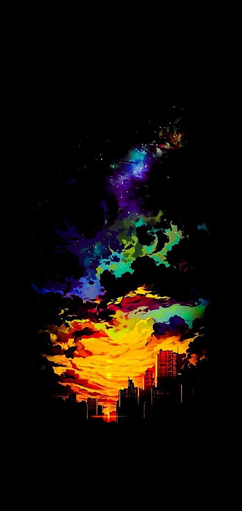amoled Anime sunset, anime girl amoled android HD phone wallpaper