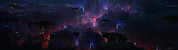Dual Monitor Cyberpunk HD wallpaper