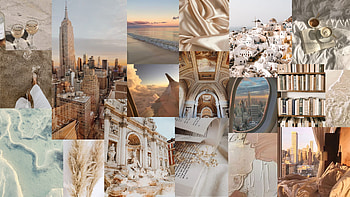 MACBOOK BEIGE AESTHETIC, travel collage HD wallpaper