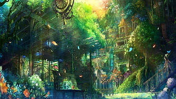 Green Anime, green aesthetic laptop anime HD wallpaper