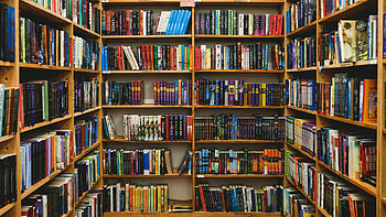 Home library Zoom backgrounds books virtual meeting backgrounds, modern library HD wallpaper