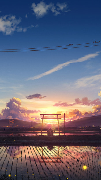 322923 Sunrise, Anime, Scenery, Paddy Field, Farm, , Backgrounds, and, anime landscape HD phone wallpaper