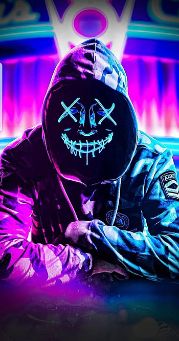 Neon mask by RJ1805, hacker neon HD phone wallpaper