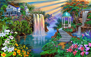 Beautiful Paradise, paradise waterfall HD wallpaper