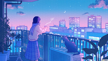 Night Coffee Drinking, coffee anime girl HD wallpaper