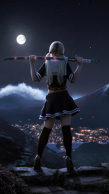: 1080x1920, Samurai, Sword, Girl, , 7, 6s, 6, Plus, Pixel, samurai HD phone wallpaper