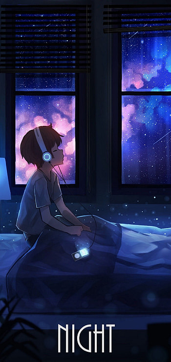 Anime Girl Listening to Music HD phone wallpaper