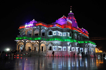 Prem mandir vrindavan , Prem Mandir Night View, of Prem mandir, Vrindavan HD wallpaper