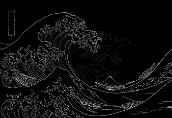 Black Japanese, dark waves HD wallpaper