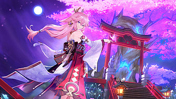 genshin impact yae miko HD wallpaper