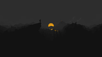 Firewatch Dark Night Minimalism Videogame Landscape, minimalist black landscape HD wallpaper
