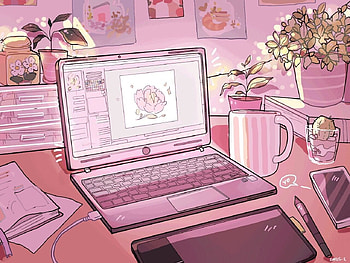 Laptop Aesthetic Anime, pink aesthetic laptop screen HD wallpaper