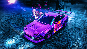 Anime Drift, purple anime car HD wallpaper