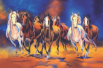 Seven Lucky Running Horses Vastu Fully Waterproof, 7 horses HD wallpaper