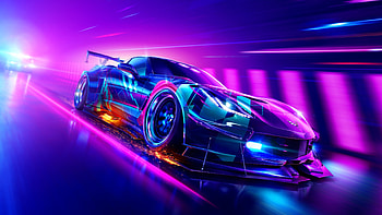 Neon Blue Car, blue purple car HD wallpaper