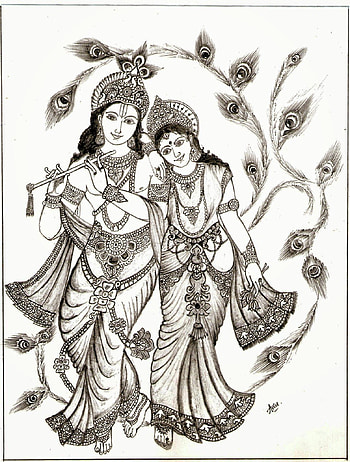 Radha krishna sketch, Pencil drawing pinterest.au HD phone wallpaper