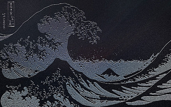 Black And White Japanese Waves HD wallpaper