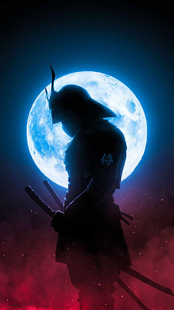Moon Samurai , blue samurai HD phone wallpaper