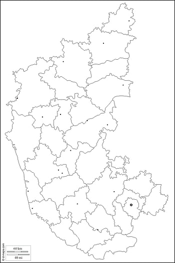 Karnataka : map, blank map, outline map, base map : outline, districts, main cities, karnataka map HD phone wallpaper