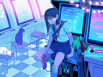 1360x768 Playing Again Anime Girl Retro Gaming Laptop , Backgrounds, and, gamer girl retro HD wallpaper