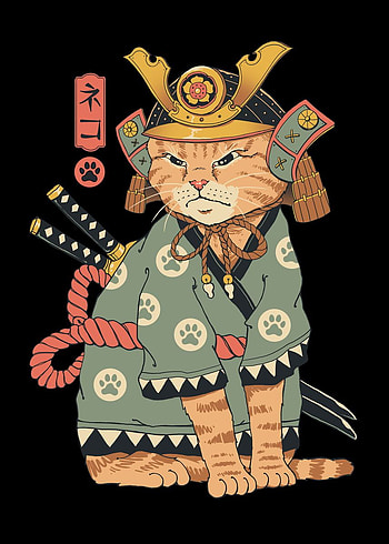 Neko Samurai, samurai cat HD phone wallpaper