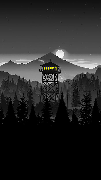 Firewatch Tower, black and white fire watch tower HD phone wallpaper