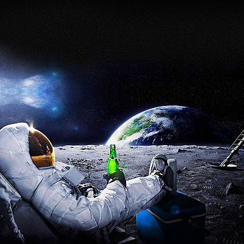 Astronaut Drinking Beer On Moon HD phone wallpaper