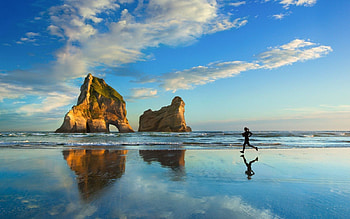 Woman Running On Beach HD wallpaper