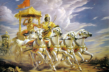 arjuna y krishna, lord krishna and arjuna HD wallpaper