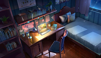 Room Ultra, anime study HD wallpaper