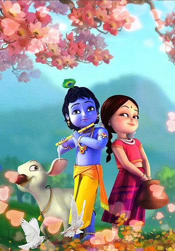 Jai Shri radhe, radha krishna cartoon HD phone wallpaper