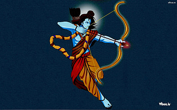 Lord Shree Ram And His Bow And Arrow With Blue Backgrounds, lord rama bow and arrow HD wallpaper