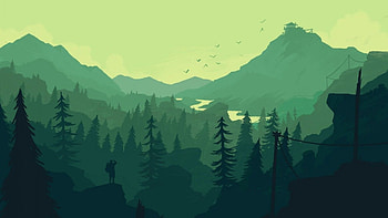 1366x768 Firewatch, Landscape, Forest, Minimalistic for Laptop,Notebook, 1366x768 minimalist HD wallpaper