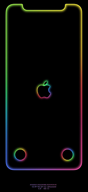 X/XS rainbow border & apple logo, xr border HD phone wallpaper