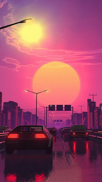 All Synthwave retro and retrowave style of arts, 80s synthwave retro HD phone wallpaper