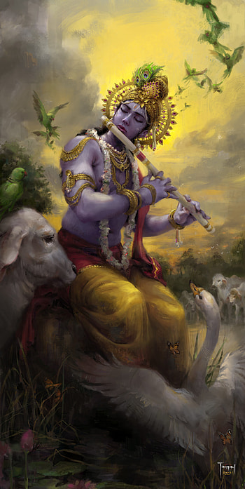 ArtStation, krishna with flute HD phone wallpaper