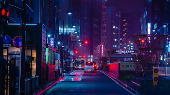 1366x768 street, night city, neon, road, cars tablet, laptop backgrounds, laptop city aesthetic HD wallpaper