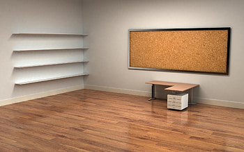 Desk and Shelves HD wallpaper